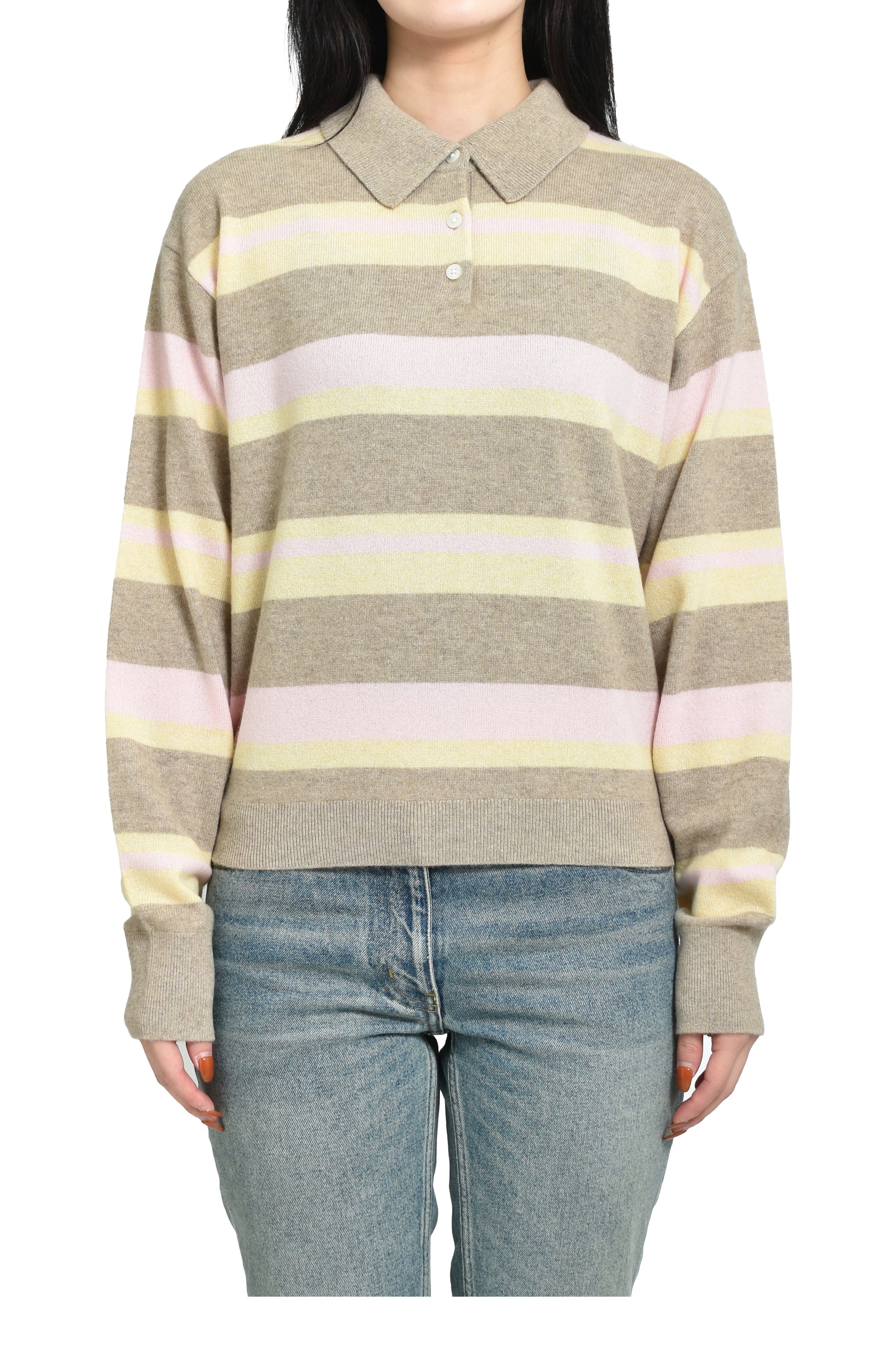 COLLEGIATE STRIPE POLO / TAUPE COMBO