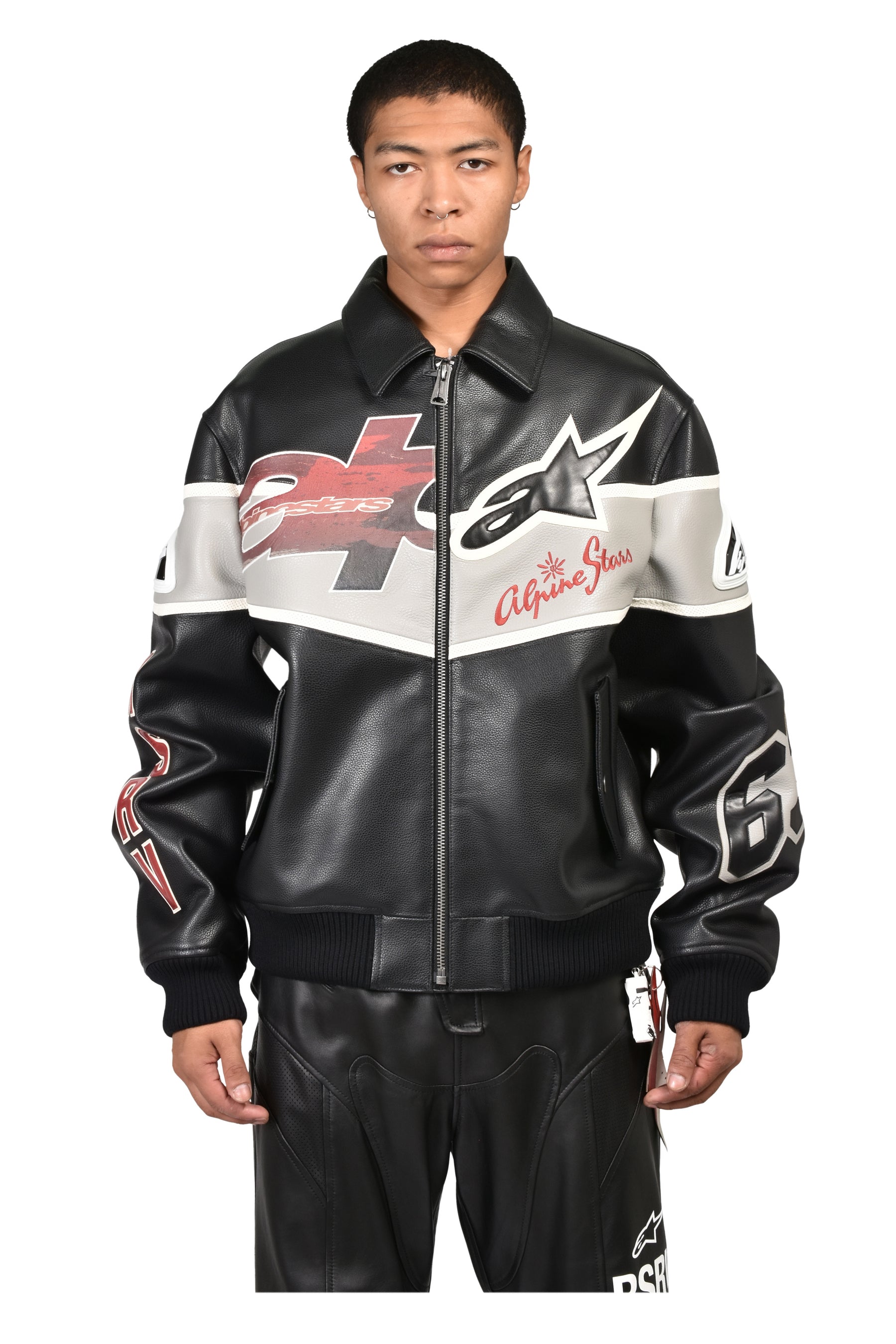 VARSITY LEATHER JACKET / BLK