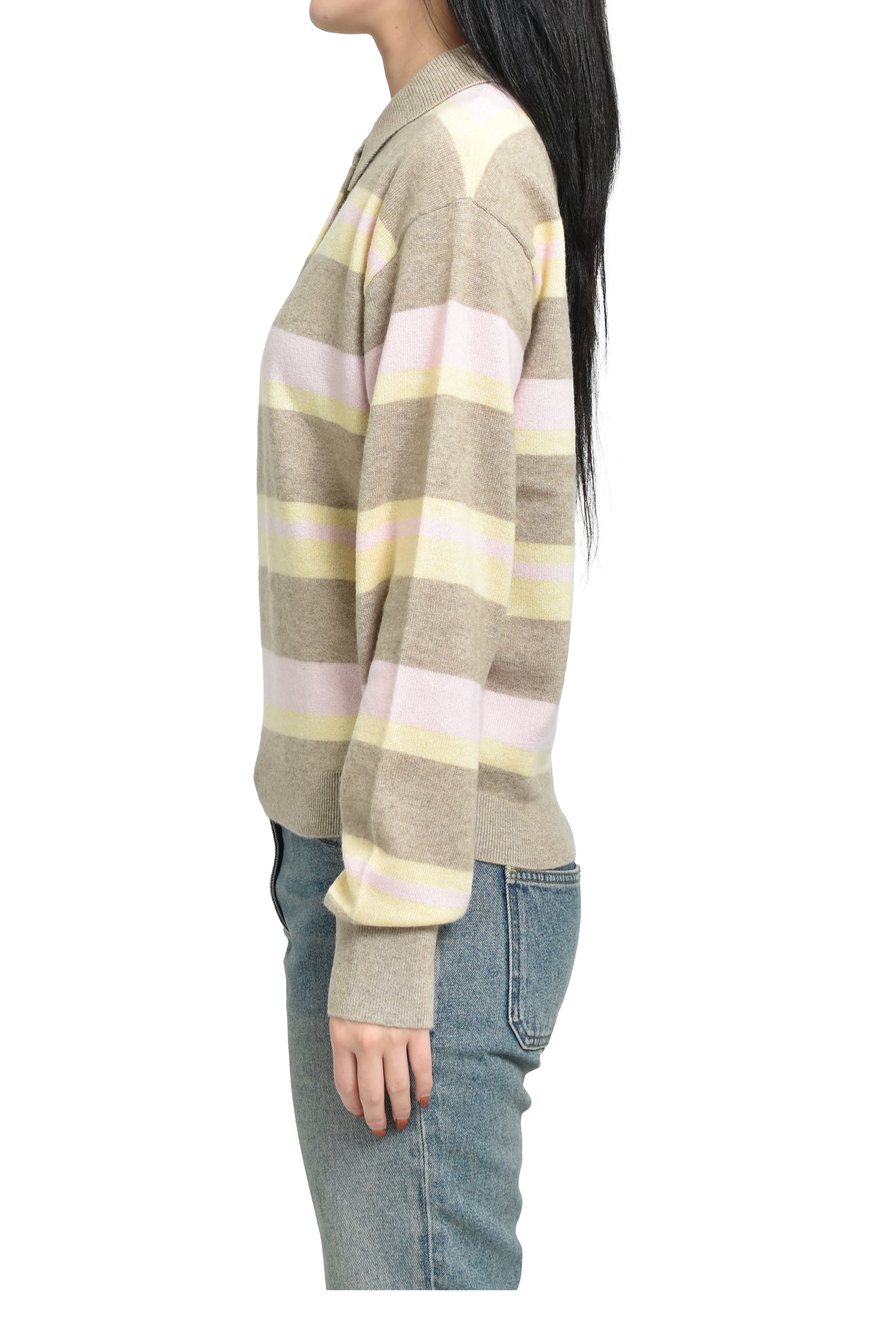 COLLEGIATE STRIPE POLO / TAUPE COMBO