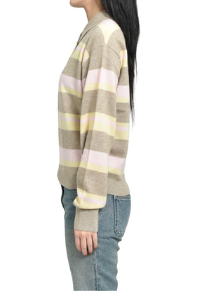 COLLEGIATE STRIPE POLO / TAUPE COMBO