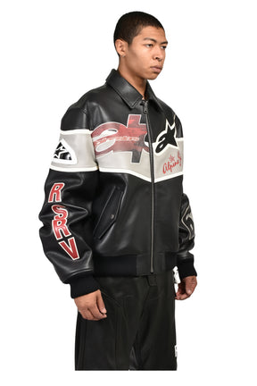 VARSITY LEATHER JACKET / BLK