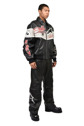 VARSITY LEATHER JACKET / BLK