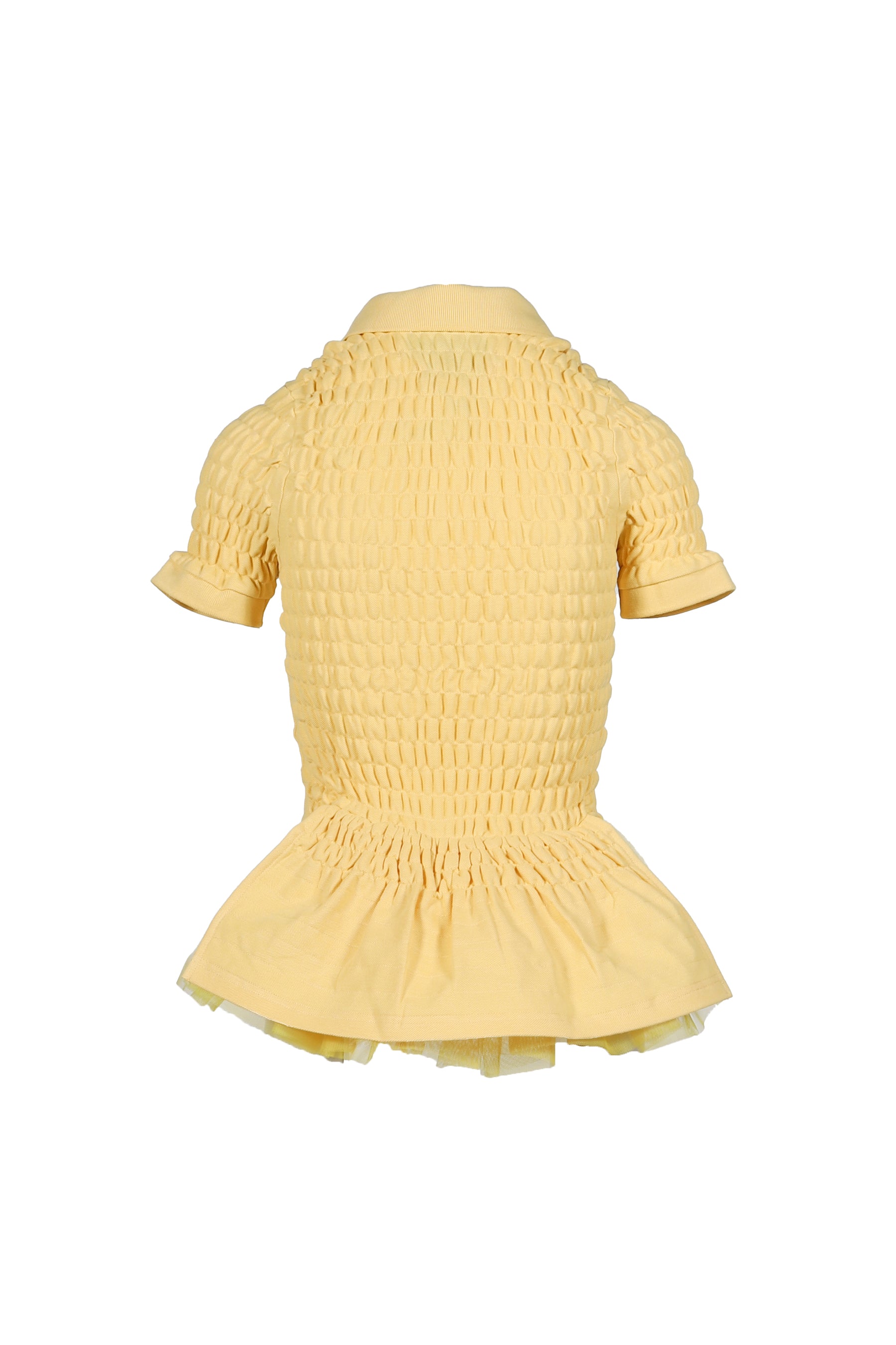 YELLOW SHIRRED POLO BUSTLE SHIRT / YEL