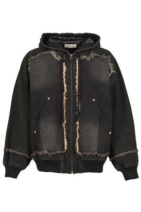CUT UP HOODE JACKET / FADE BLK