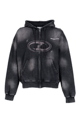 FADE WASH ZIP HOODIE / FADED BLK