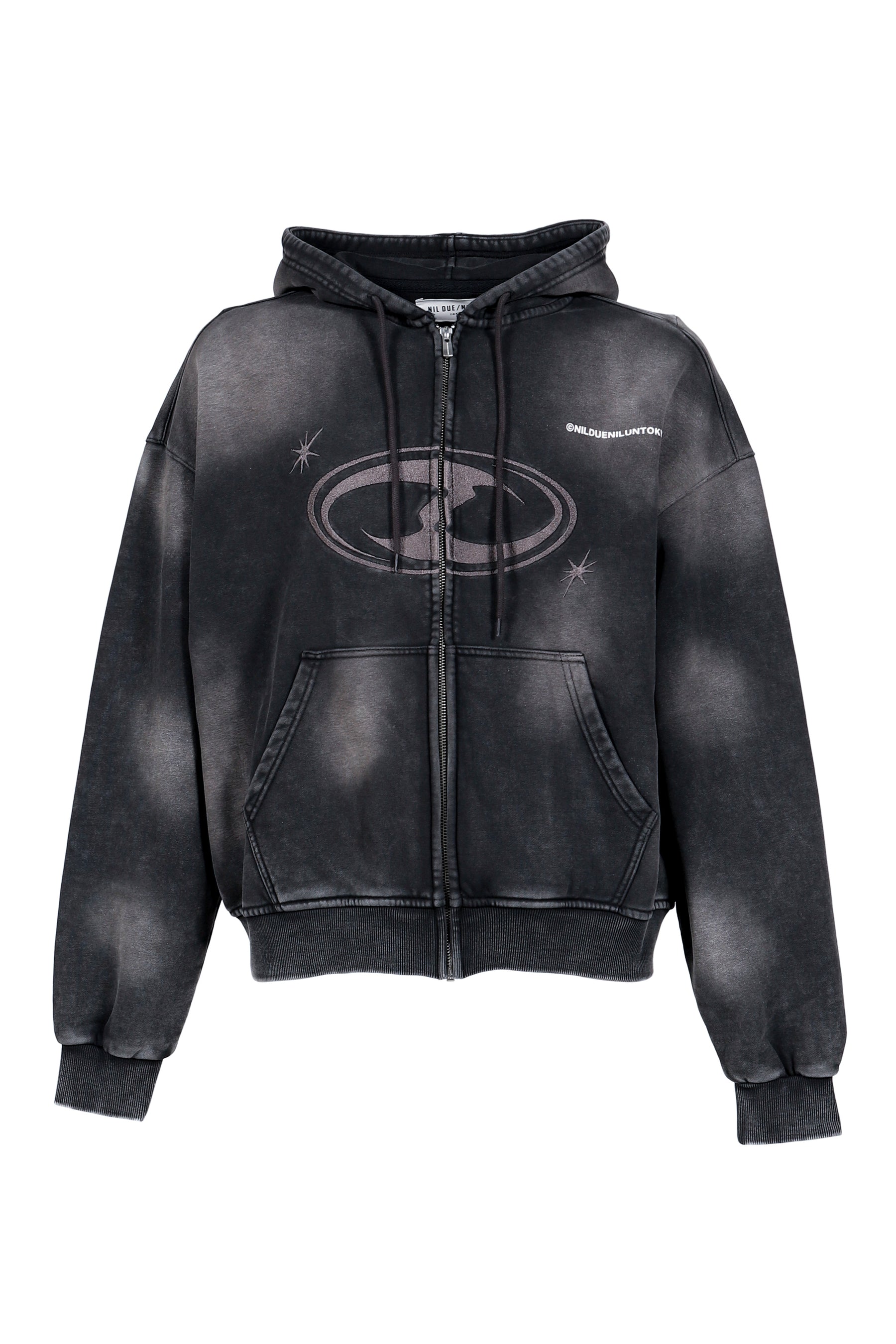 FADE WASH ZIP HOODIE / FADED BLK