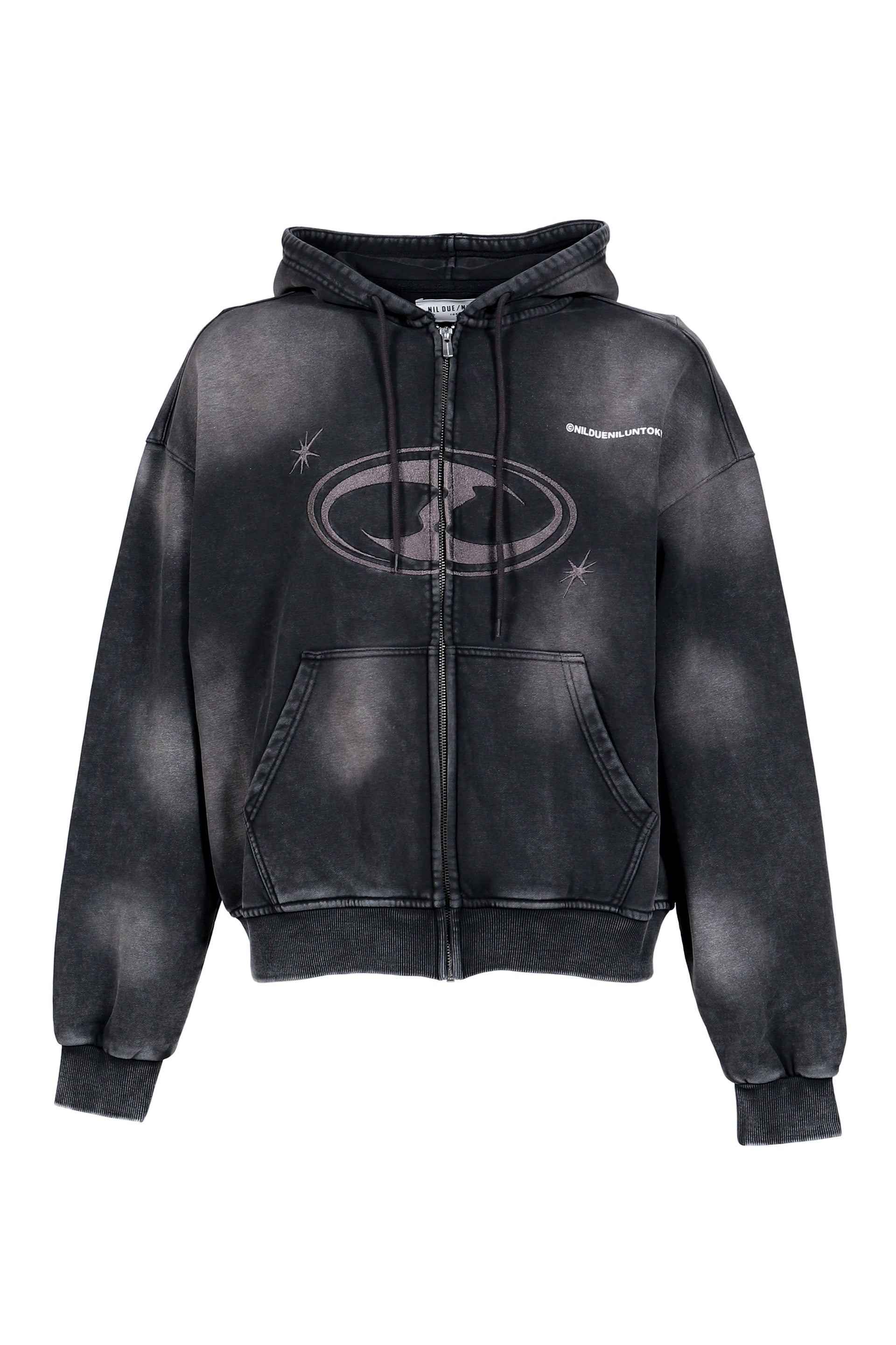 FADE WASH ZIP HOODIE / FADED BLK