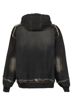 CUT UP HOODE JACKET / FADE BLK