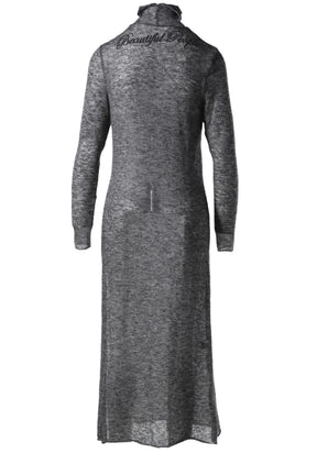 SOFT MOHAIR JERSEY LONG SLEEVE DRESS / GRY