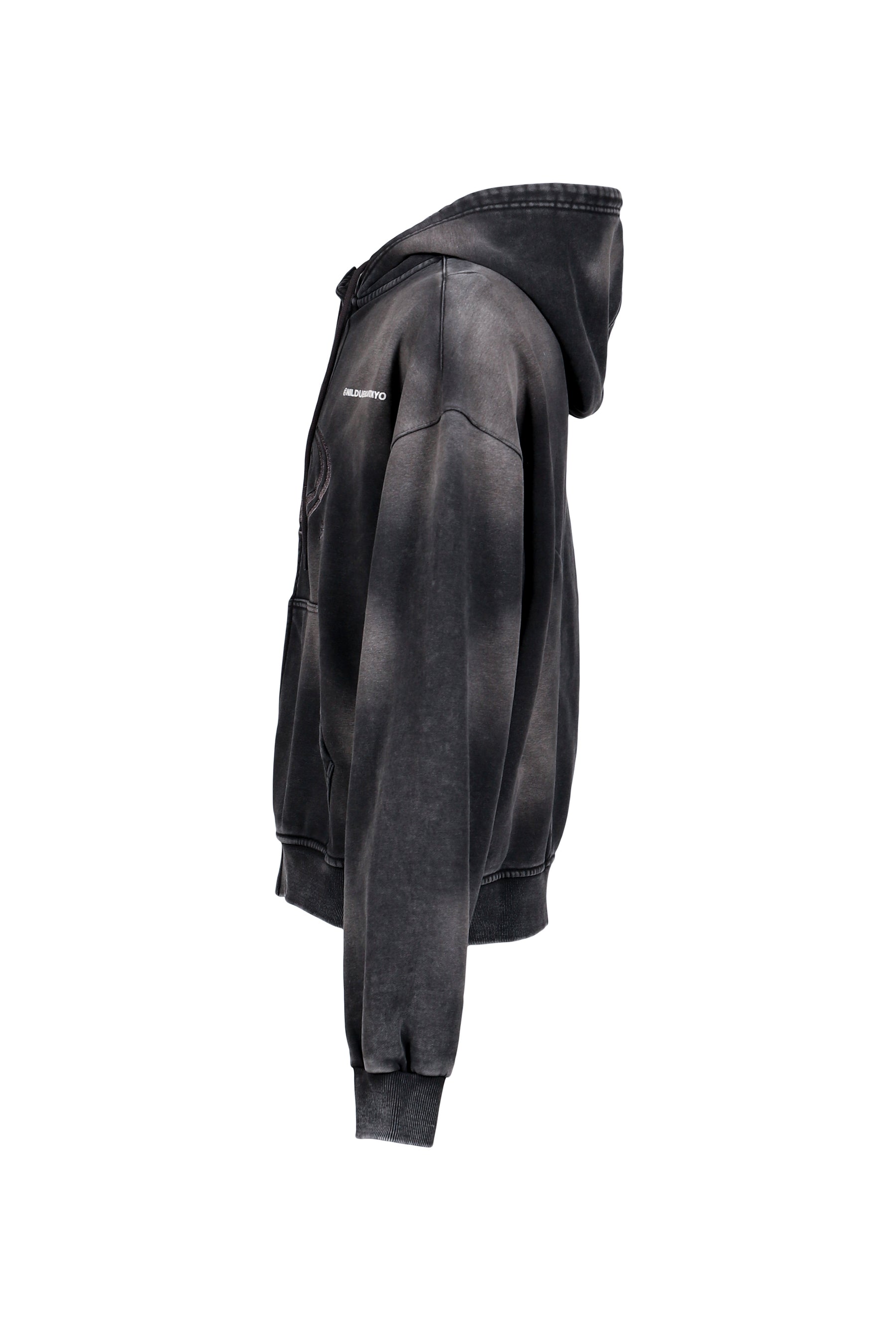 FADE WASH ZIP HOODIE / FADED BLK