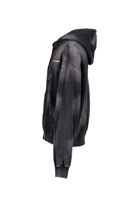 FADE WASH ZIP HOODIE / FADED BLK