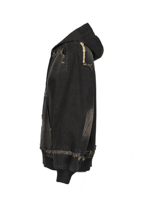 CUT UP HOODE JACKET / FADE BLK