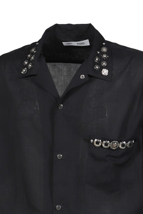 TOGA TOO PLAIN WEAVE METAL S/S SHIRT / BLK