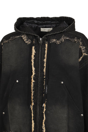 CUT UP HOODE JACKET / FADE BLK