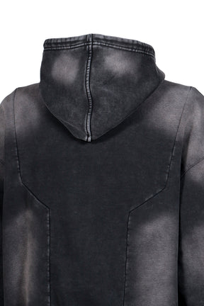 FADE WASH ZIP HOODIE / FADED BLK