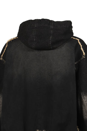 CUT UP HOODE JACKET / FADE BLK