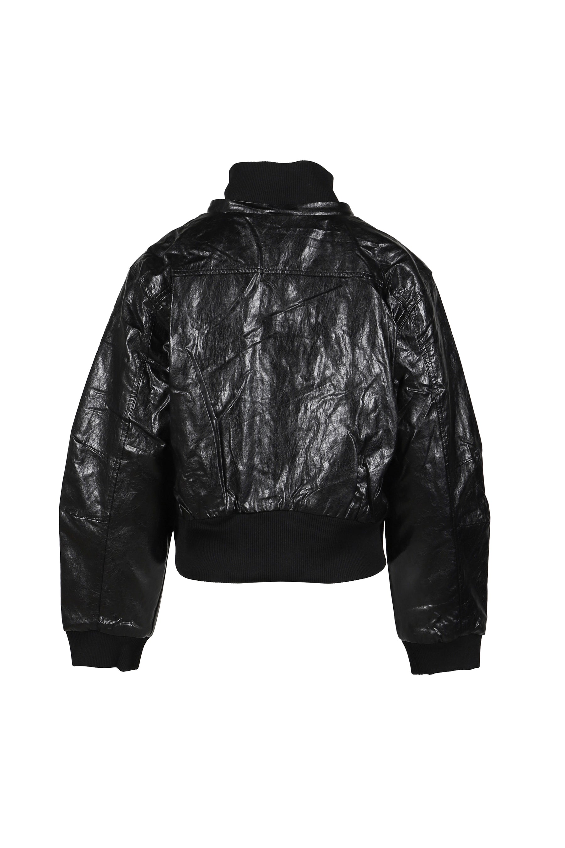 LEATHER FUR HOOD JUMPER / BLK