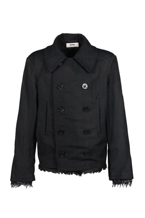 "SUNBURN" SHORT MELTON P-COAT / BLK
