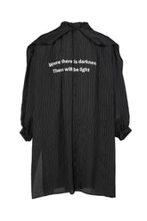 Yohji Yamamoto MESSAGE STRIPE LONG SHIRT / BLK