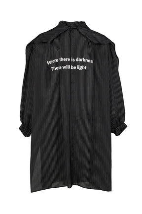 Yohji Yamamoto MESSAGE STRIPE LONG SHIRT / BLK