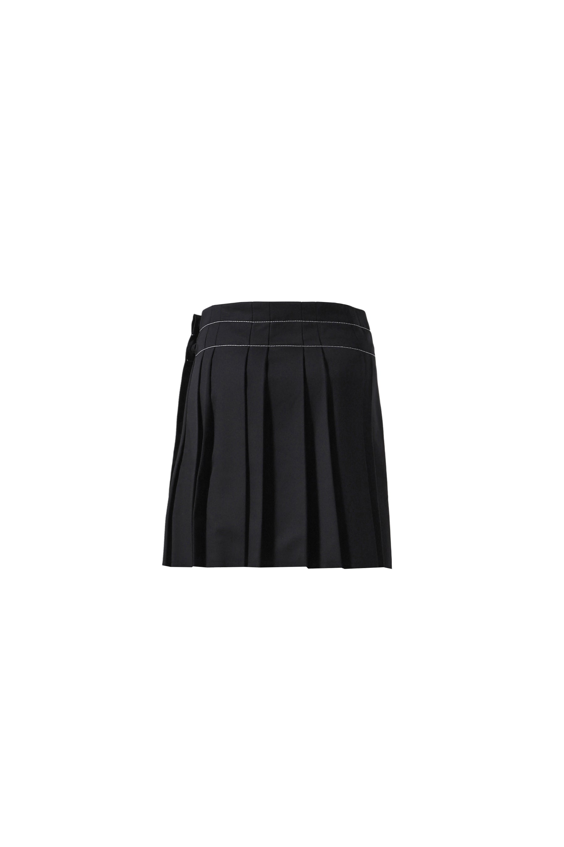 PLEATED WRAP SKIRT / BLACK BLK