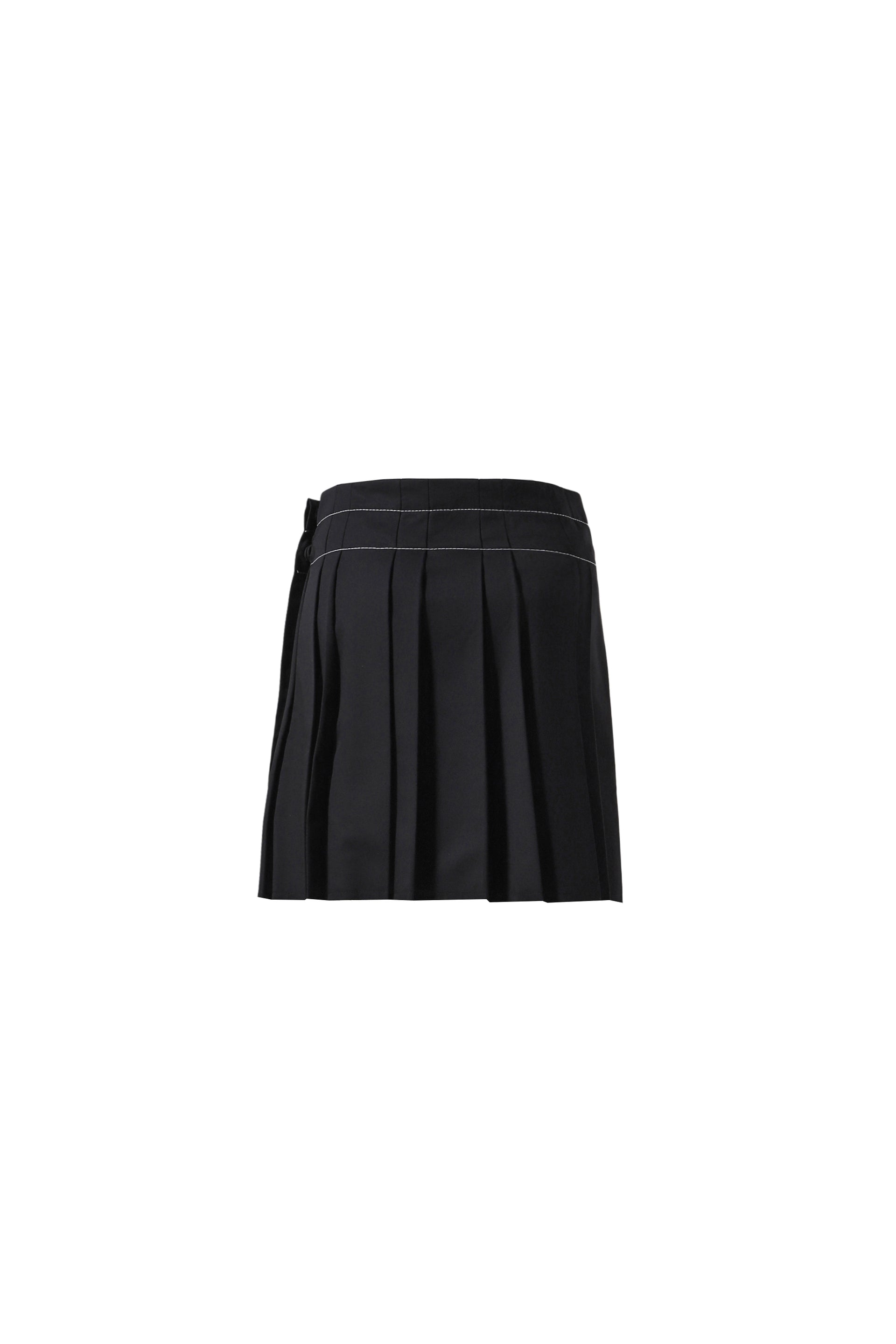 OPEN YY PLEATED WRAP SKIRT / BLACK BLK