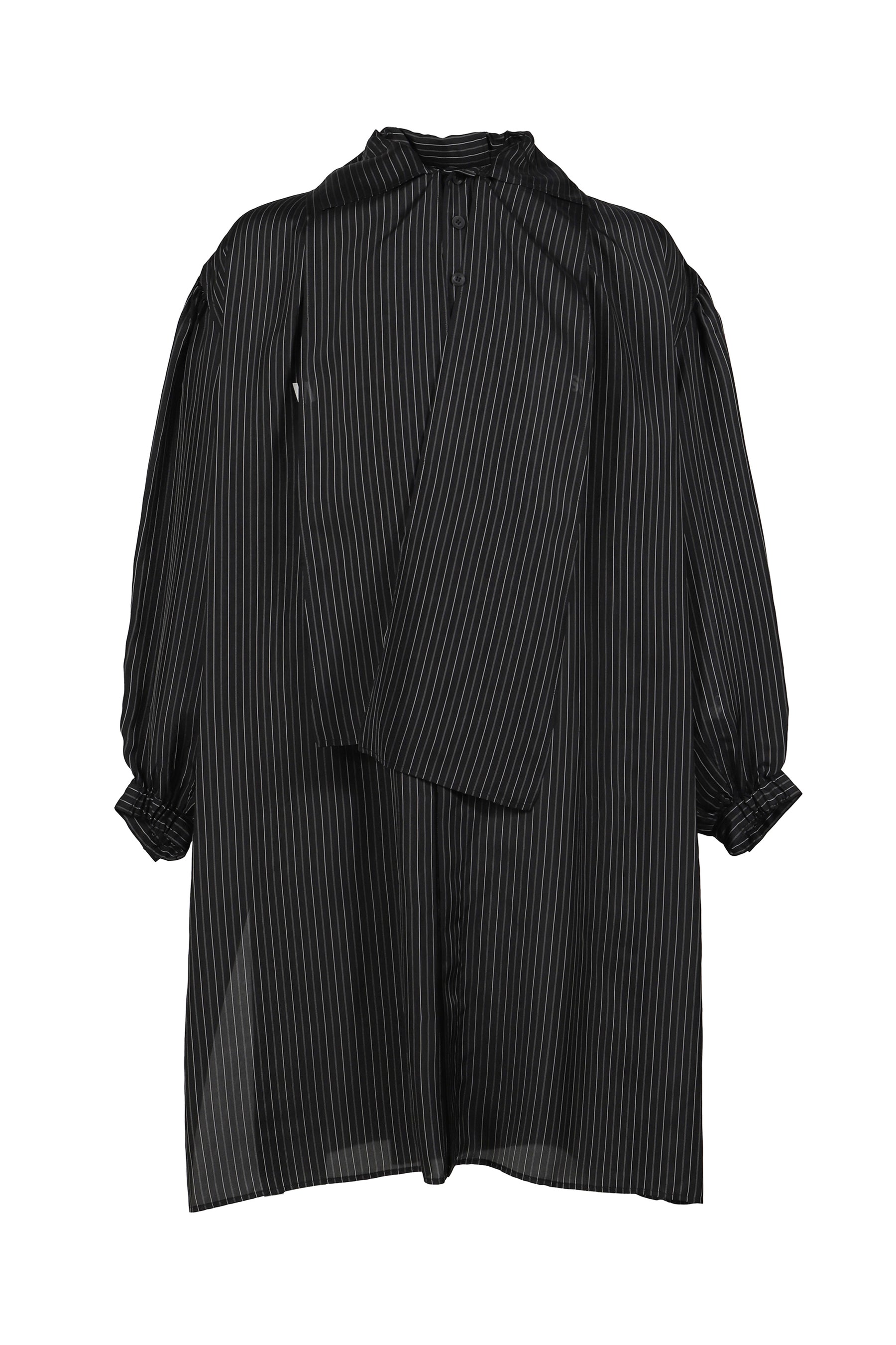 Yohji Yamamoto ヨウジヤマモト SS26 MESSAGE STRIPE LONG SHIRT / BLK