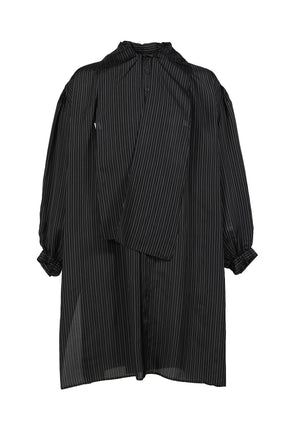 Yohji Yamamoto Yohji Yamamoto SS26 MESSAGE STRIPE LONG SHIRT / BLK