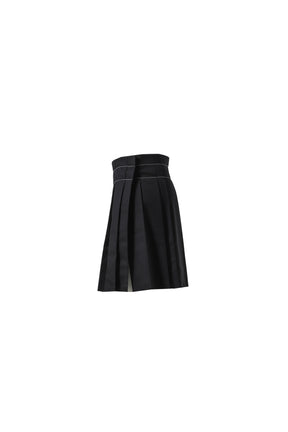 PLEATED WRAP SKIRT / BLACK BLK