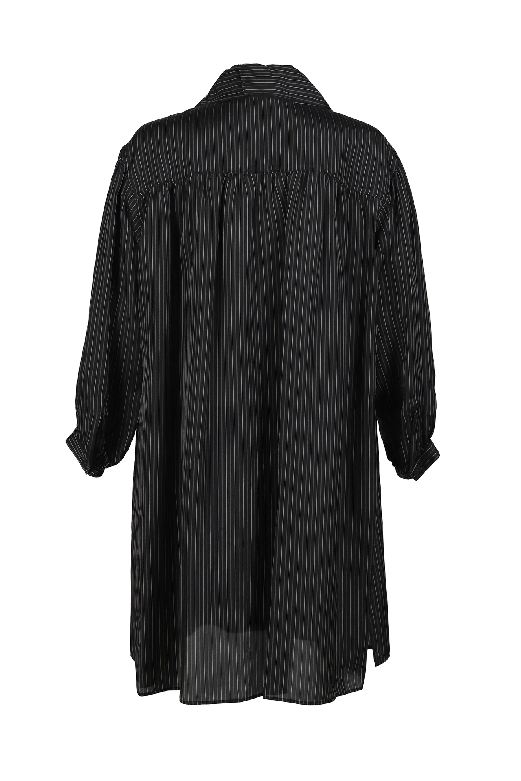 Yohji Yamamoto Yohji Yamamoto SS26 MESSAGE STRIPE LONG SHIRT / BLK