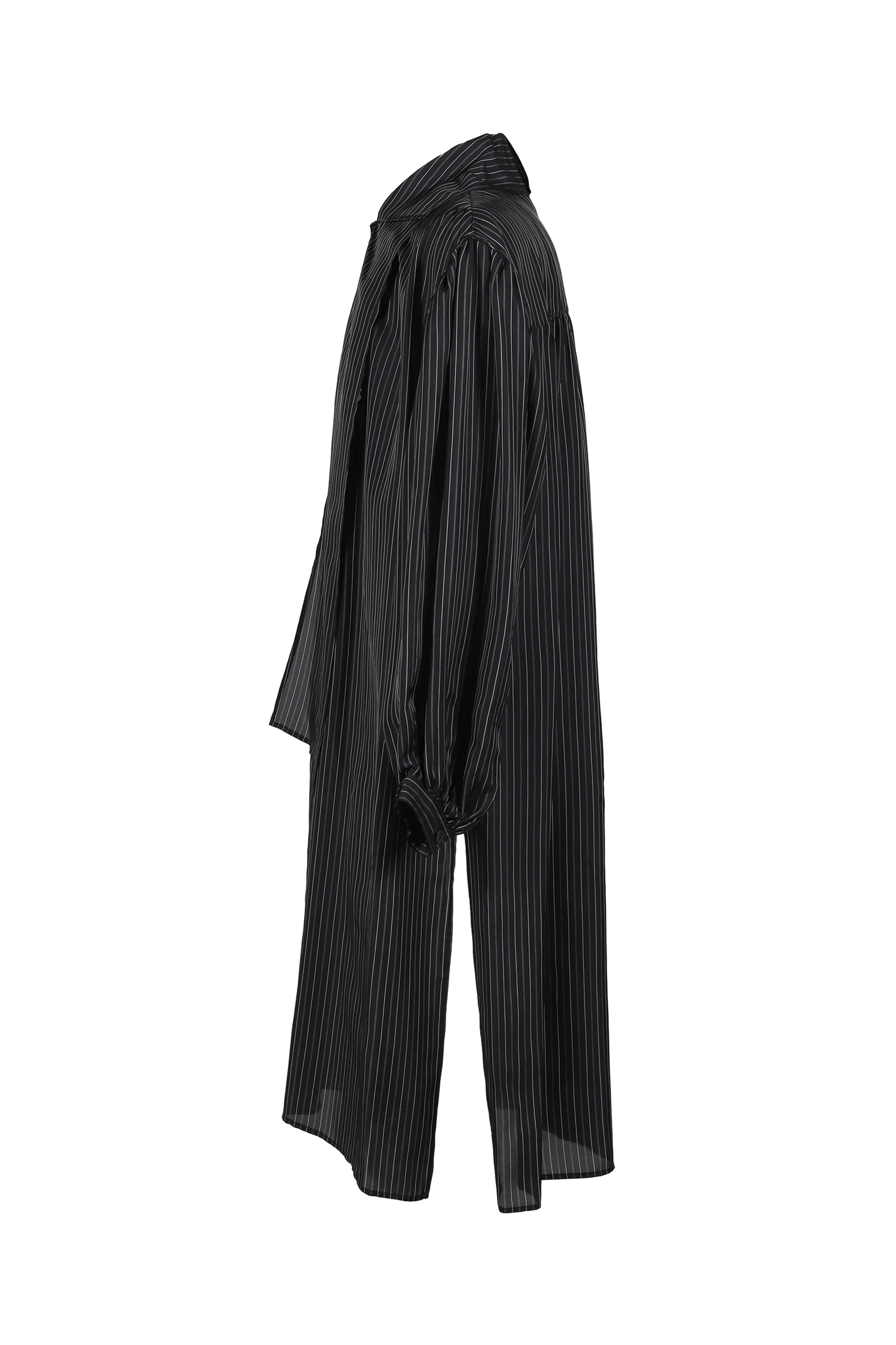 Yohji Yamamoto MESSAGE STRIPE LONG SHIRT / BLK