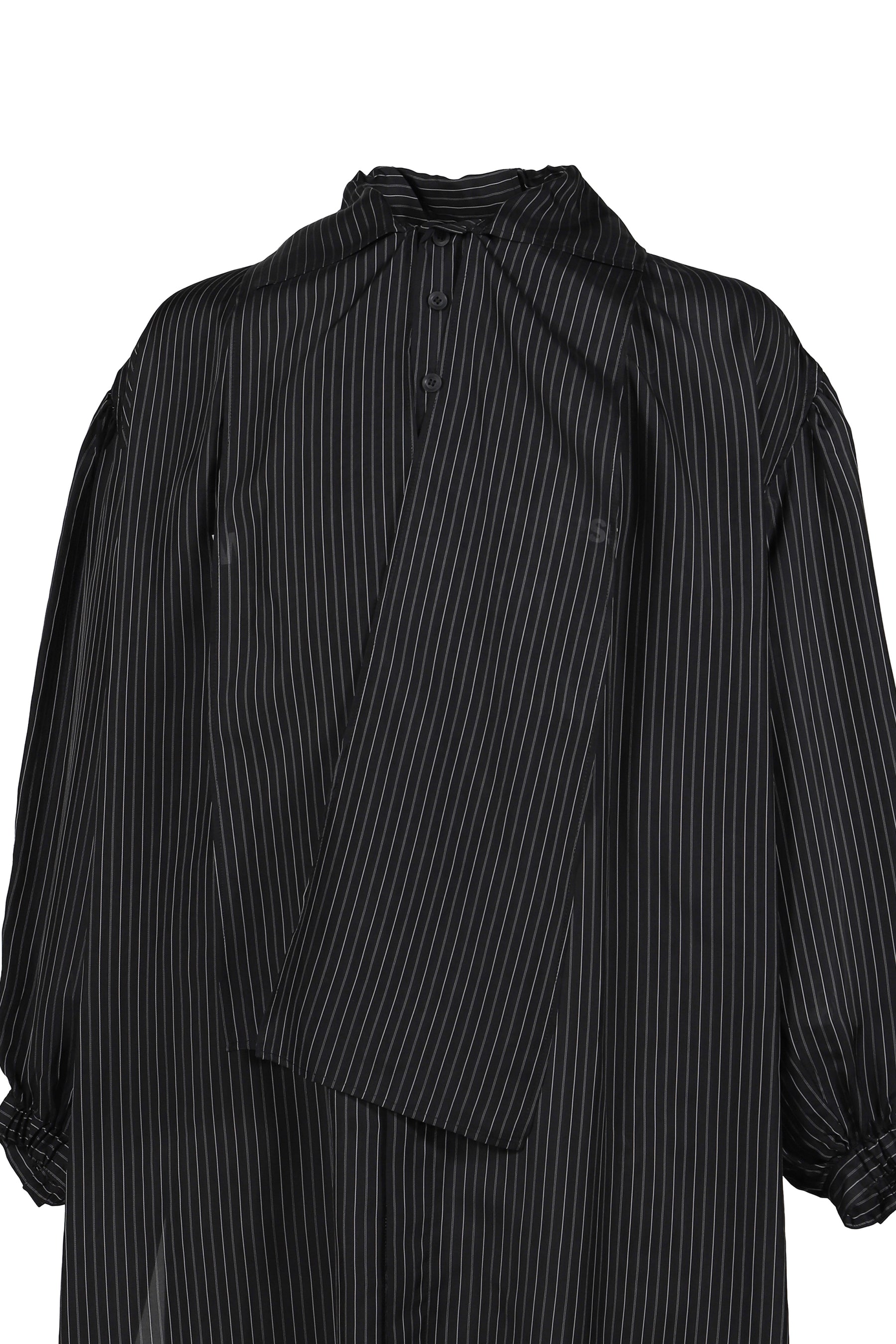 Yohji Yamamoto Yohji Yamamoto SS26 MESSAGE STRIPE LONG SHIRT / BLK