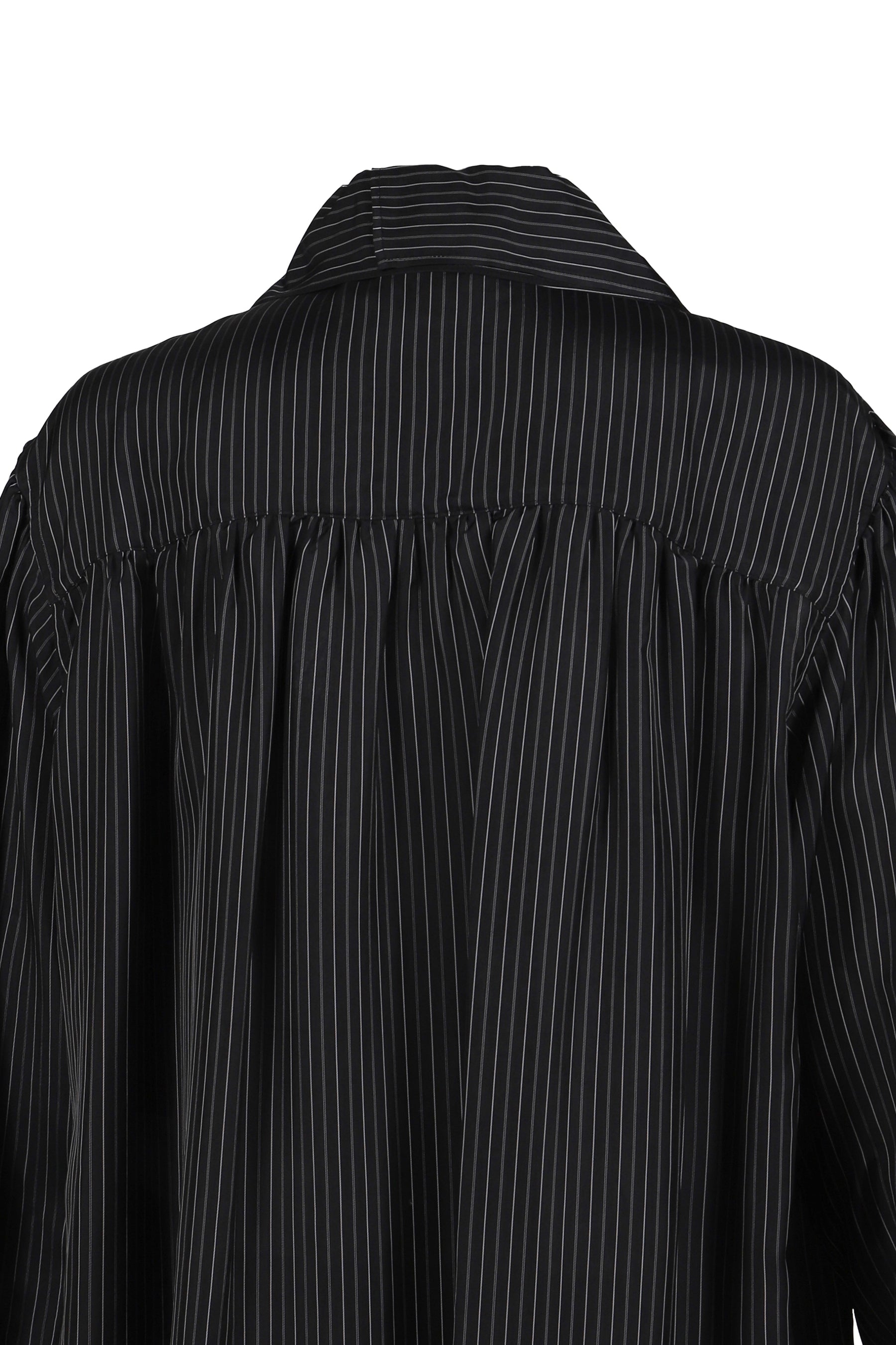 Yohji Yamamoto MESSAGE STRIPE LONG SHIRT / BLK