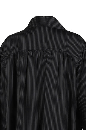 Yohji Yamamoto MESSAGE STRIPE LONG SHIRT / BLK