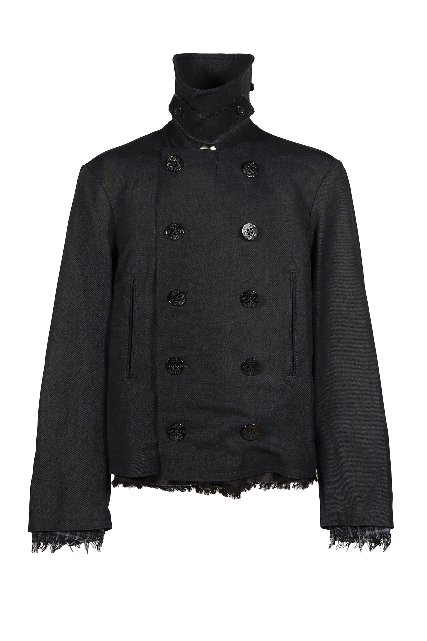 "SUNBURN" SHORT MELTON P-COAT / BLK