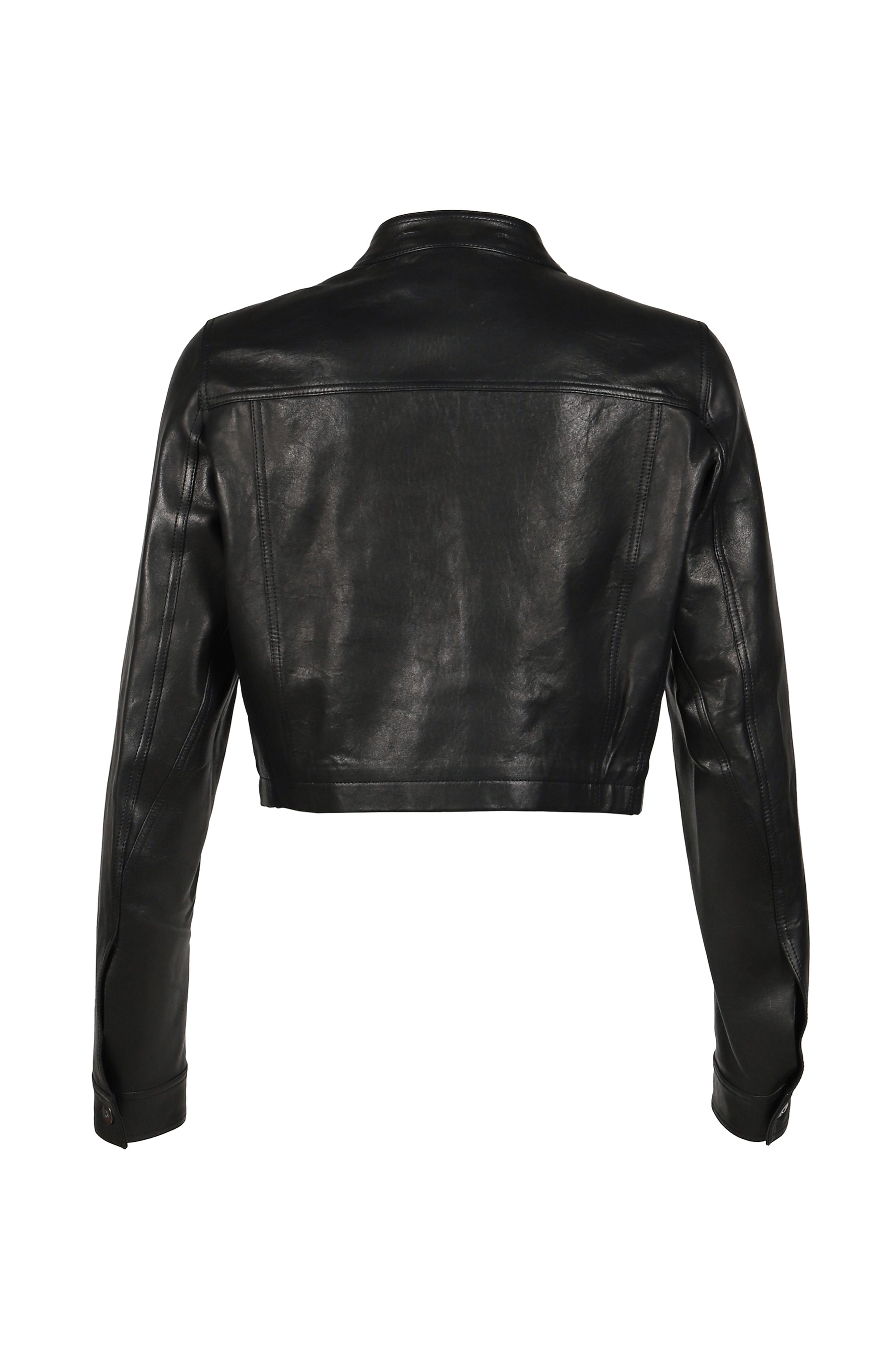 LEATHER HOODED JACKET / BLK