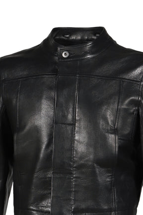 LEATHER HOODED JACKET / BLK