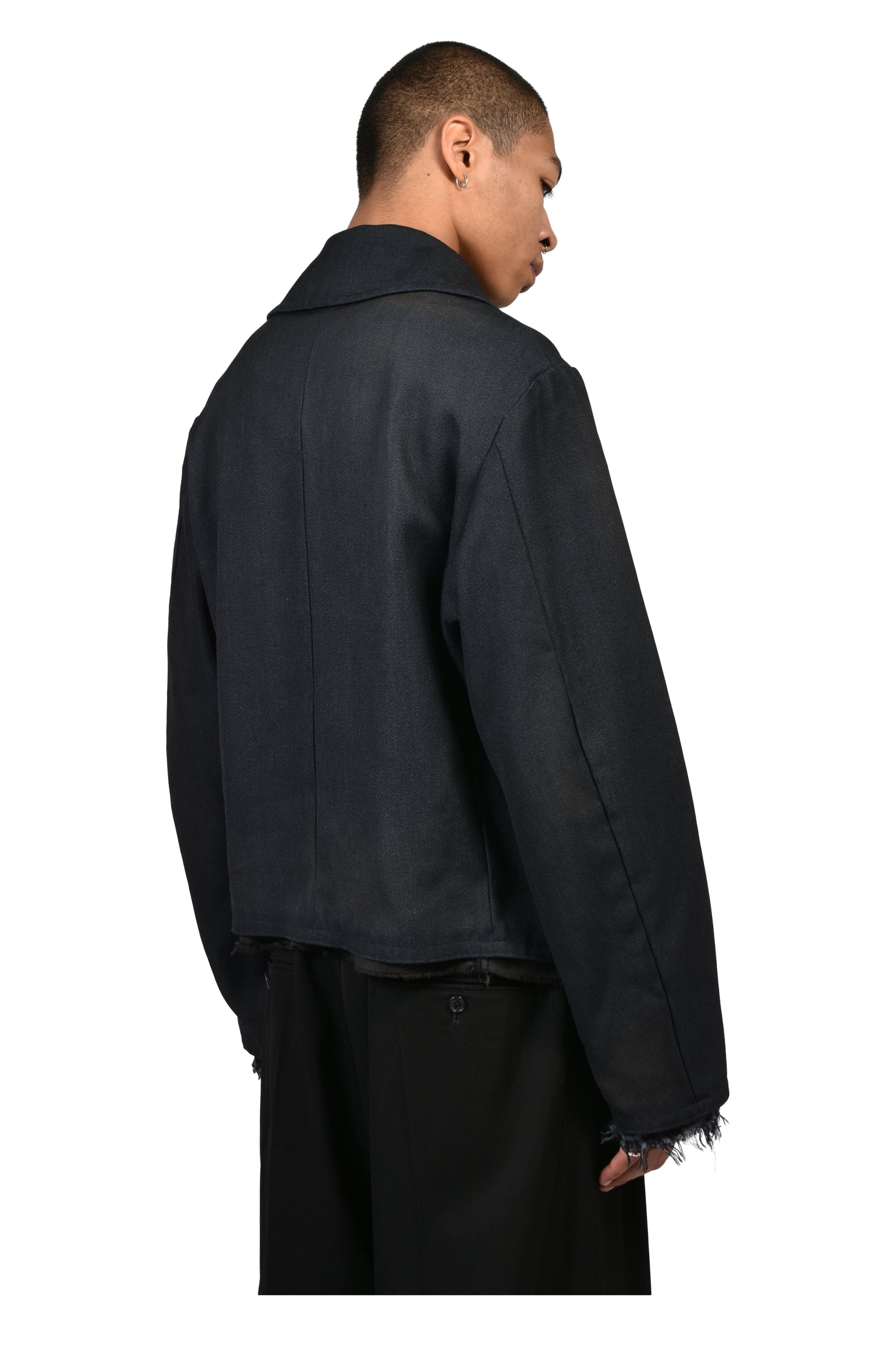 "SUNBURN" SHORT MELTON P-COAT / BLK