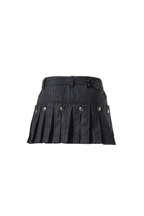 STRIPE WOOL SKIRT / BLK