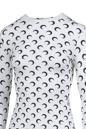 MOON PRINTED JERSEY LS CREWNECK TOP / OPTICAL WHT