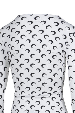 MOON PRINTED JERSEY LS CREWNECK TOP / OPTICAL WHT