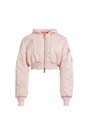 FITTED HOODED BOMBER JACKET / BABY PNK