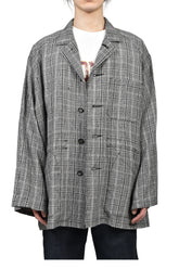 "JUDE" BIG SLEEVE WORK JACKET / BLK CHECK