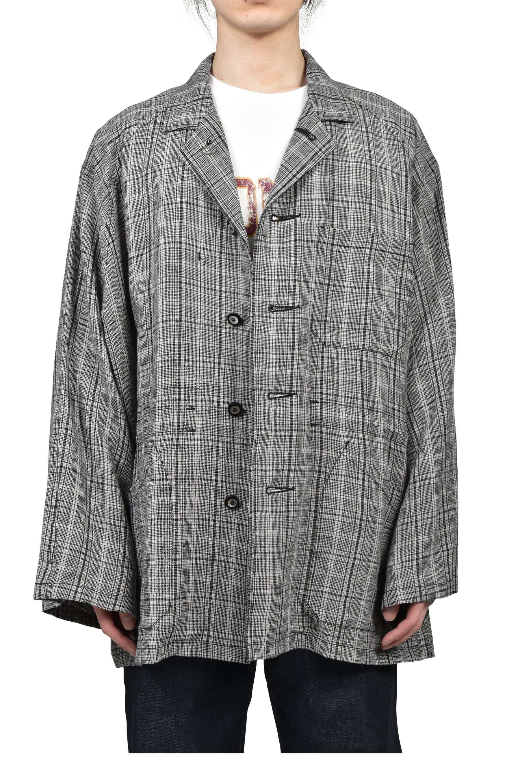 "JUDE" BIG SLEEVE WORK JACKET / BLK CHECK