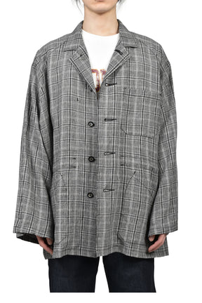 "JUDE" BIG SLEEVE WORK JACKET / BLK CHECK
