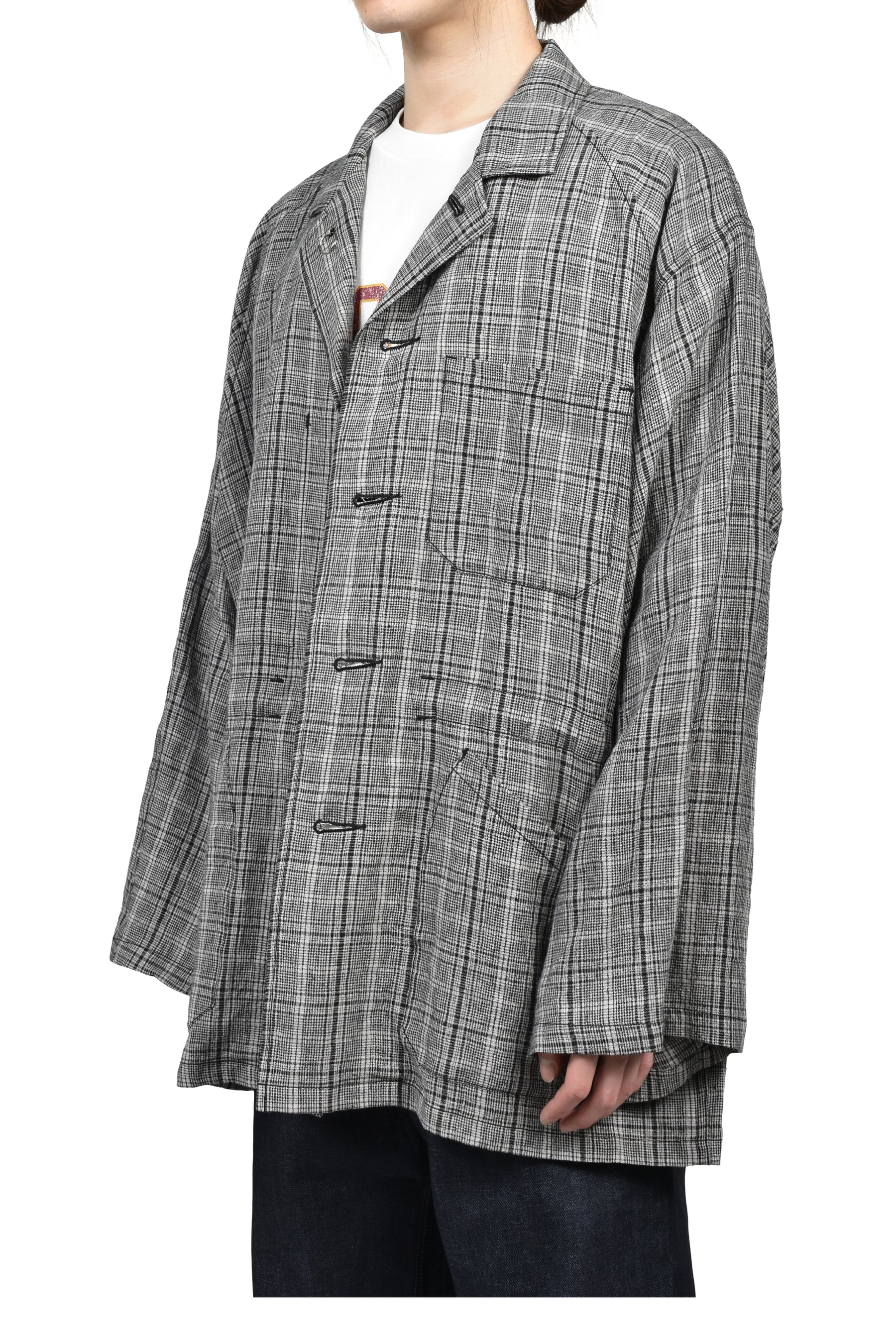 "JUDE" BIG SLEEVE WORK JACKET / BLK CHECK