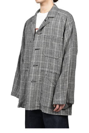"JUDE" BIG SLEEVE WORK JACKET / BLK CHECK