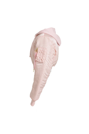 FITTED HOODED BOMBER JACKET / BABY PNK