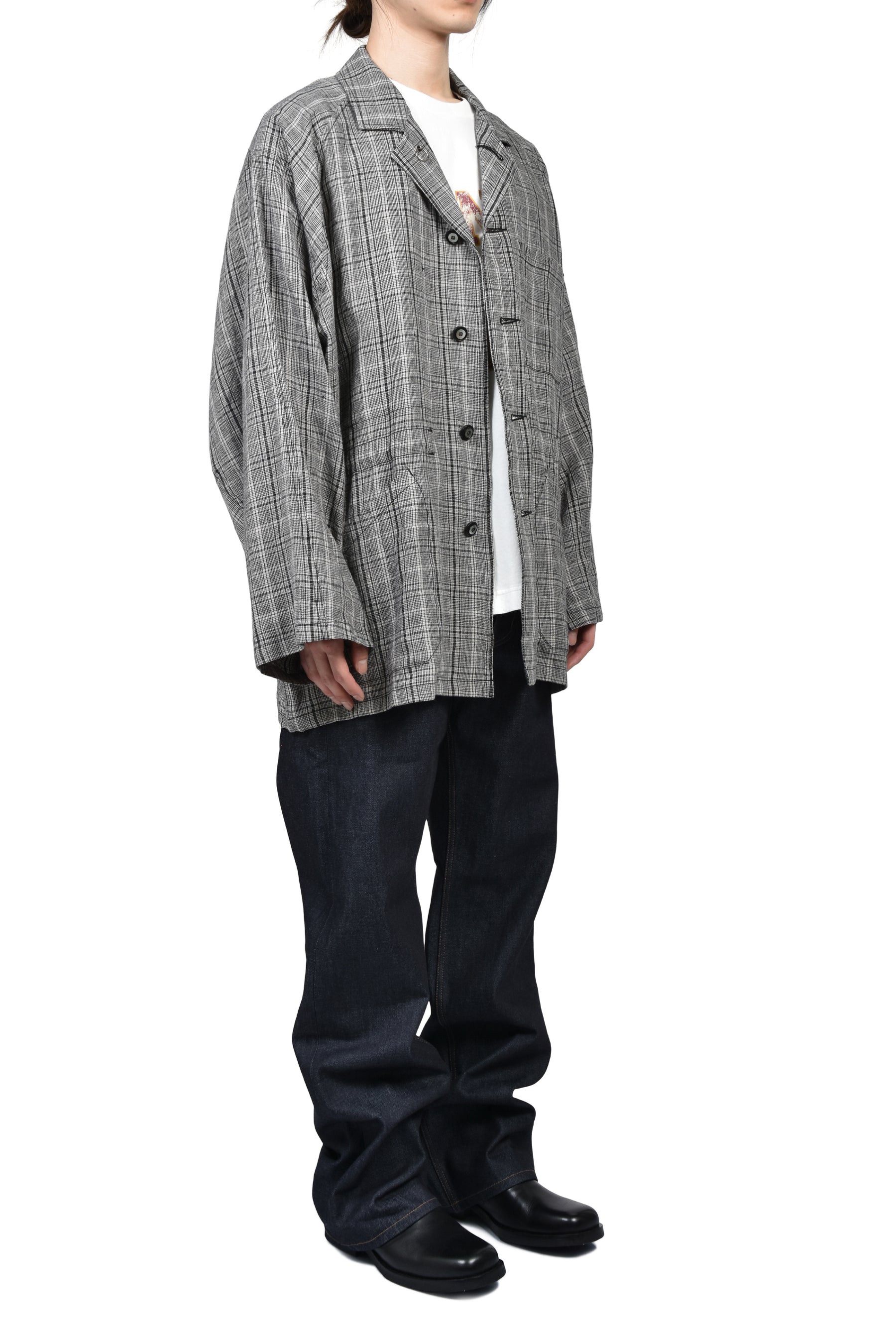 "JUDE" BIG SLEEVE WORK JACKET / BLK CHECK