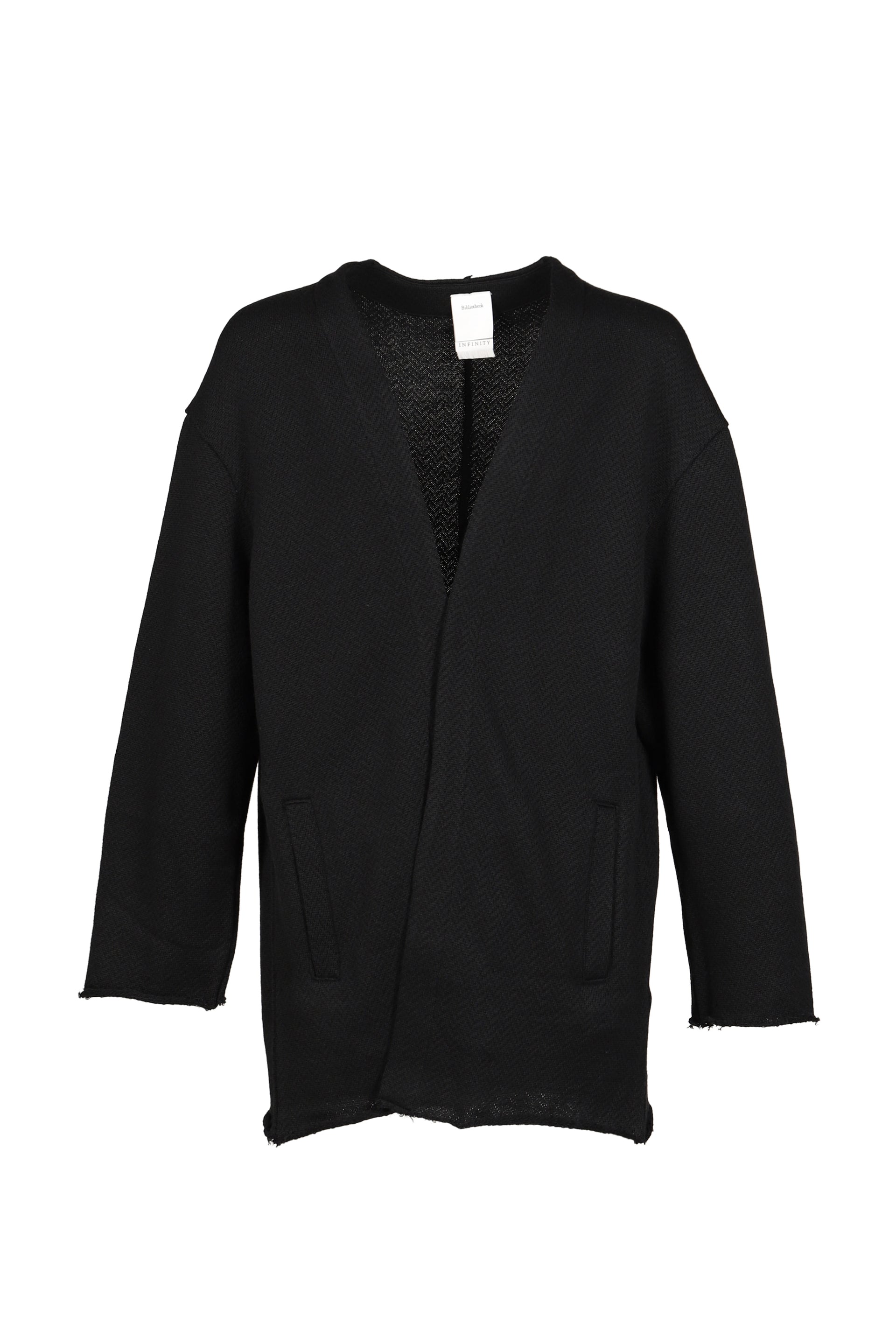 HERRINGBONE KNIT CARDIGAN / BLK